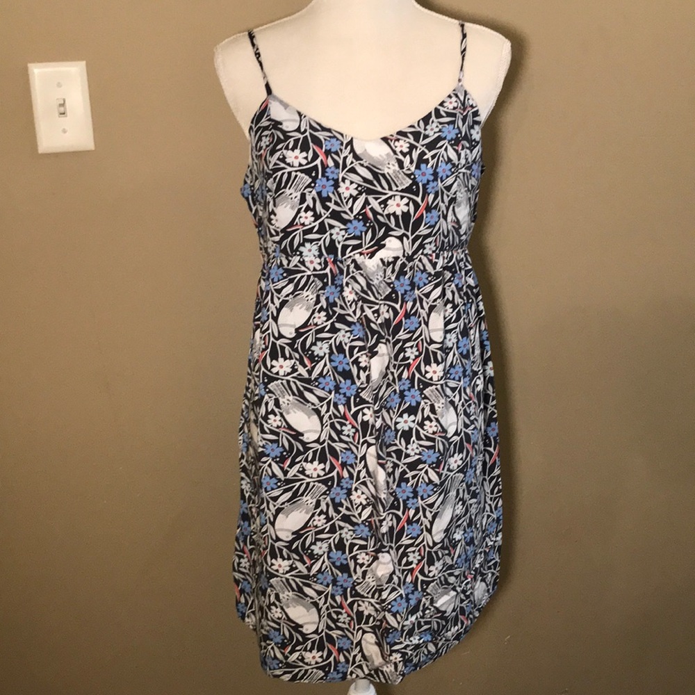 Maternity blue flowers and birds tank dress